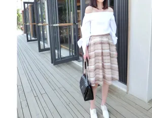 Huntley Natural Striped Ombre Skirt