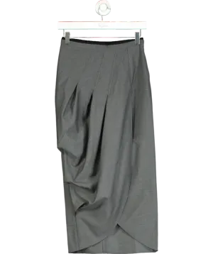 Karen Millen Grey Wool Blend Pleated Detail Tailored Midi Skirt UK 6