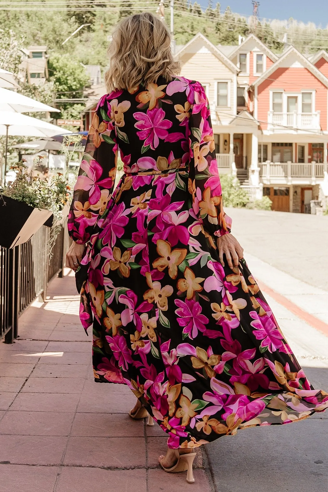 Katinka Wrap Maxi Dress | Black Multi Floral