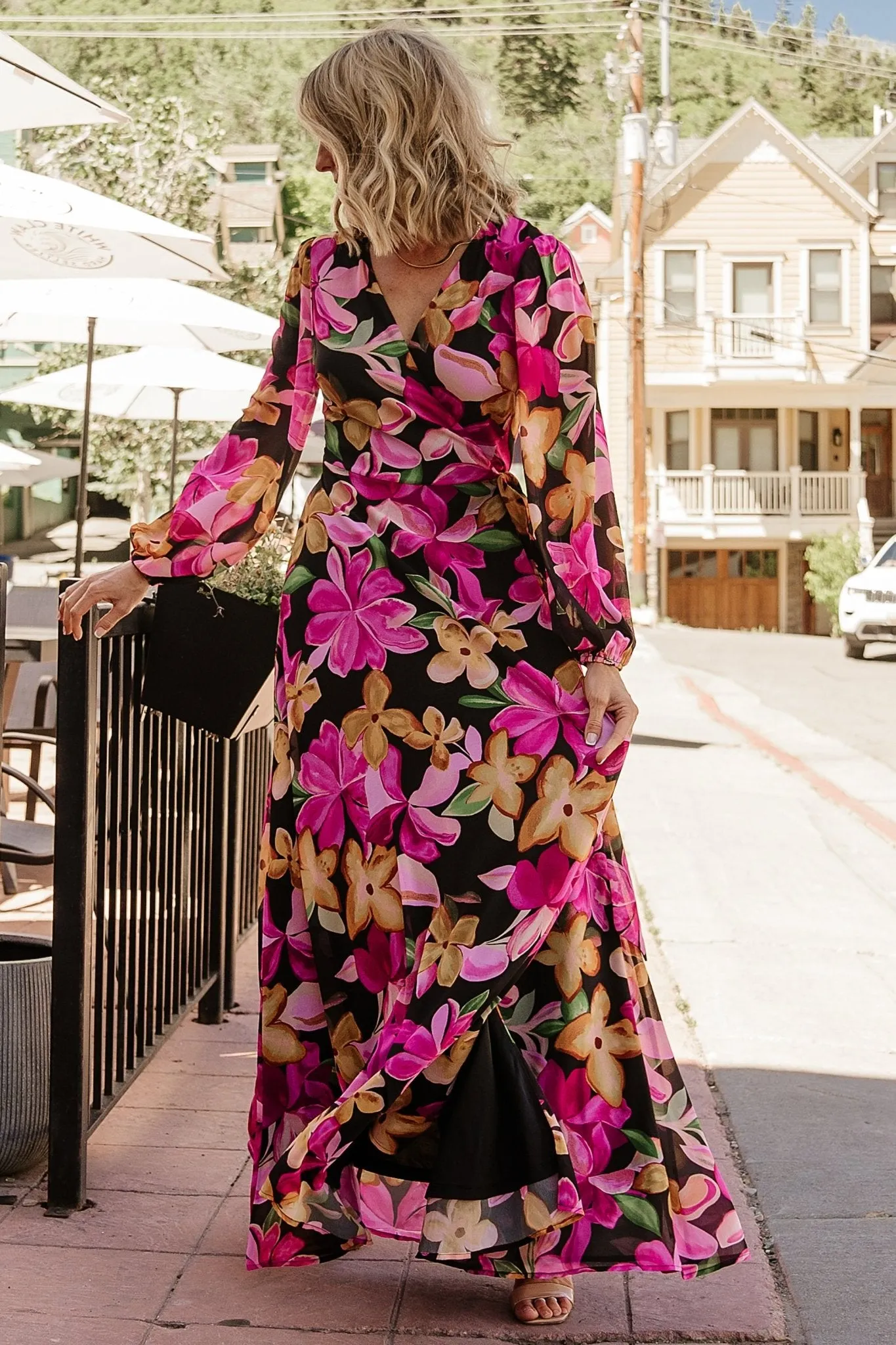 Katinka Wrap Maxi Dress | Black Multi Floral