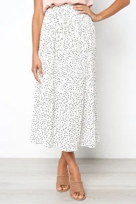 Keep It Dot Pleated Midi Skirt