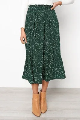 Keep It Dot Pleated Midi Skirt