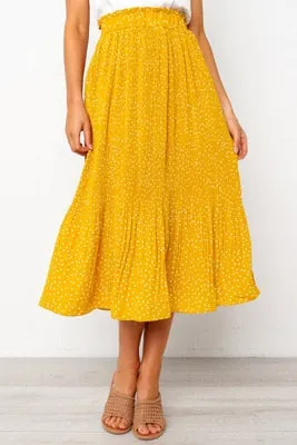 Keep It Dot Pleated Midi Skirt