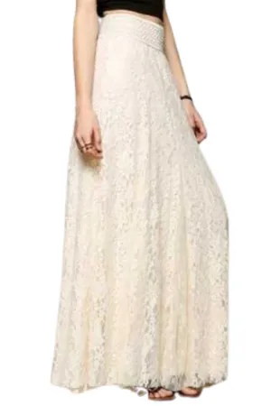 Lace Embroidery Boho Long Skirt