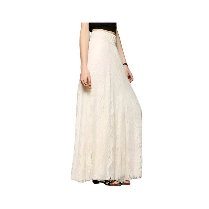 Lace Embroidery Boho Long Skirt