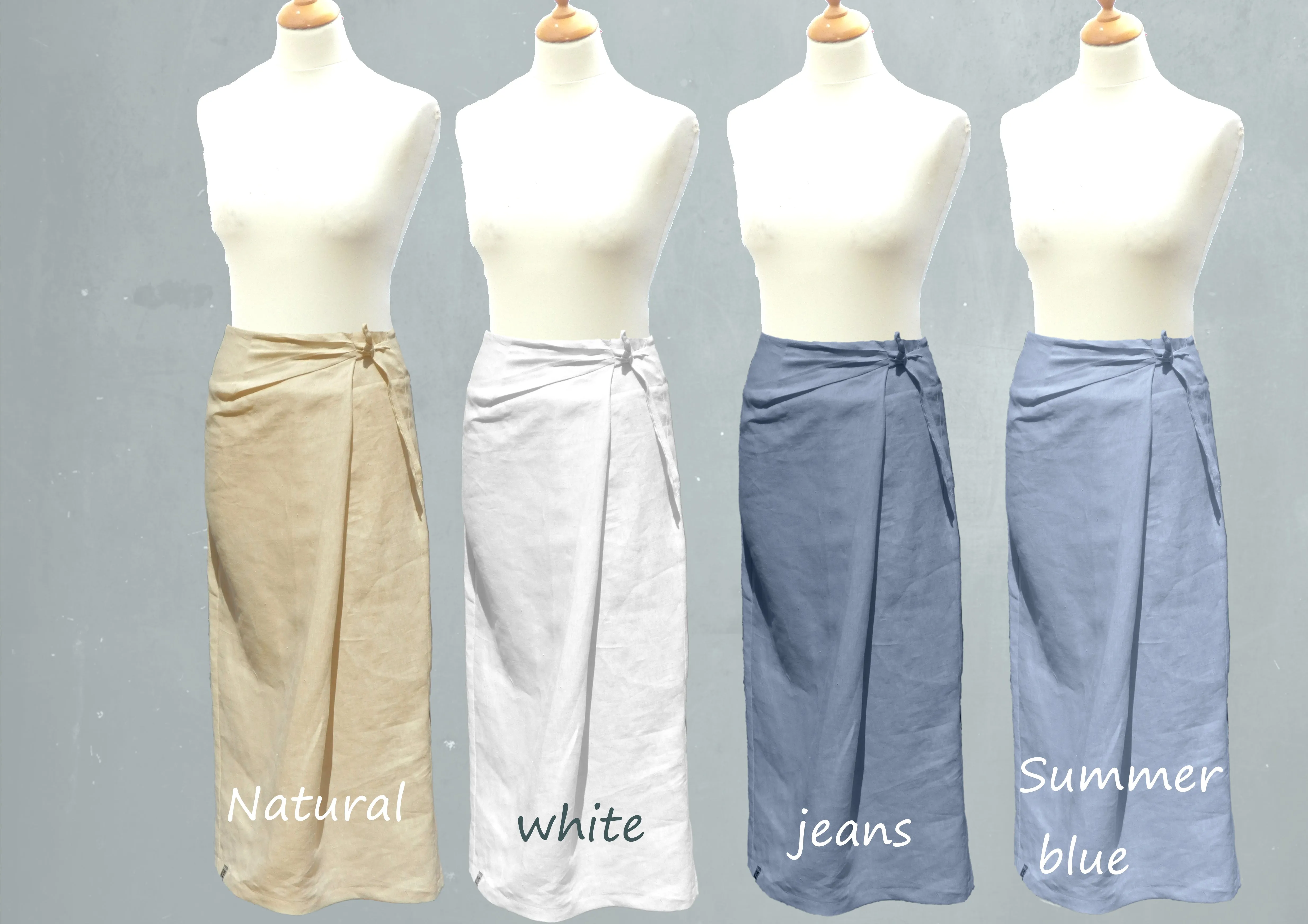 lange wrap rok in linnen /maxi linen wrap skirt