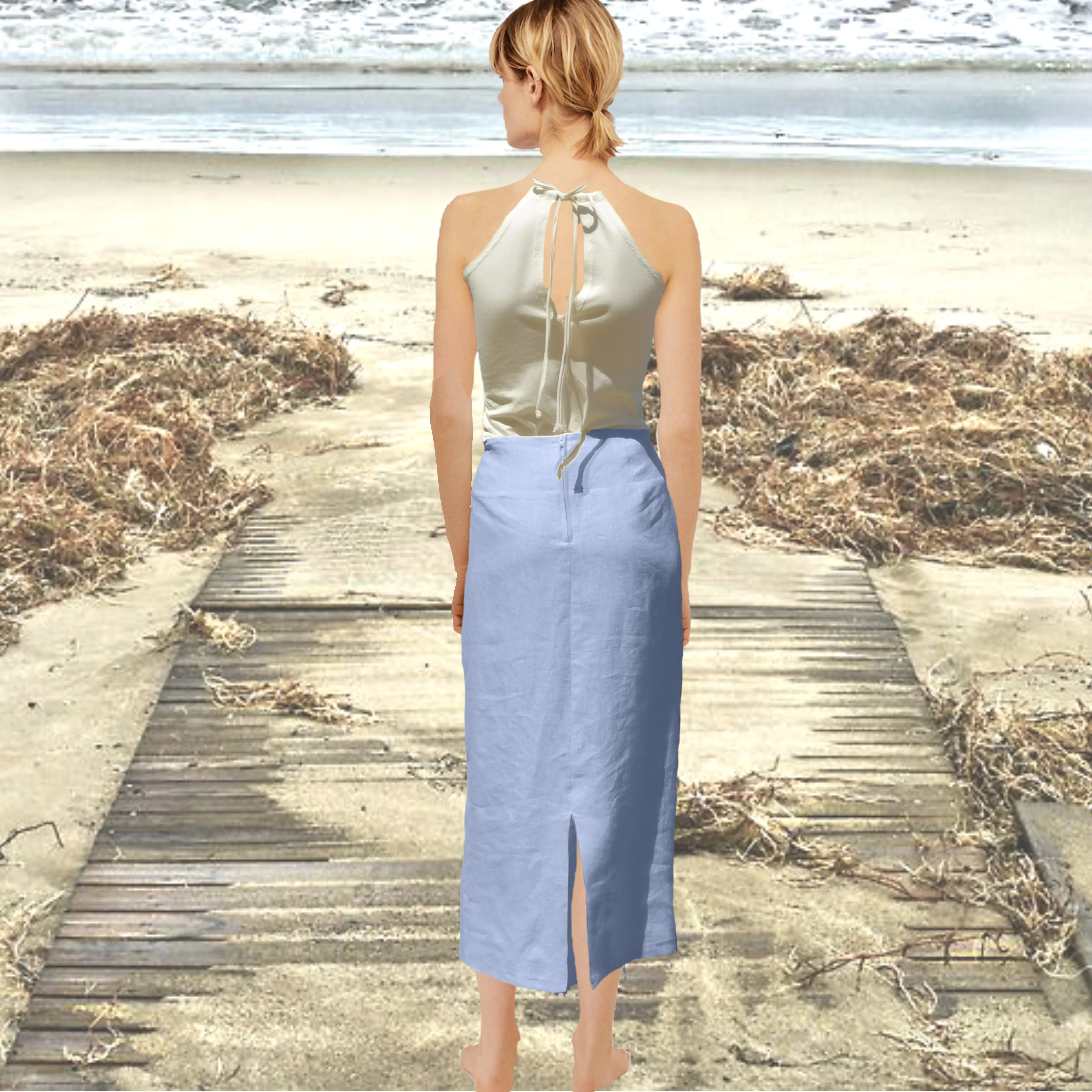 lange wrap rok in linnen /maxi linen wrap skirt