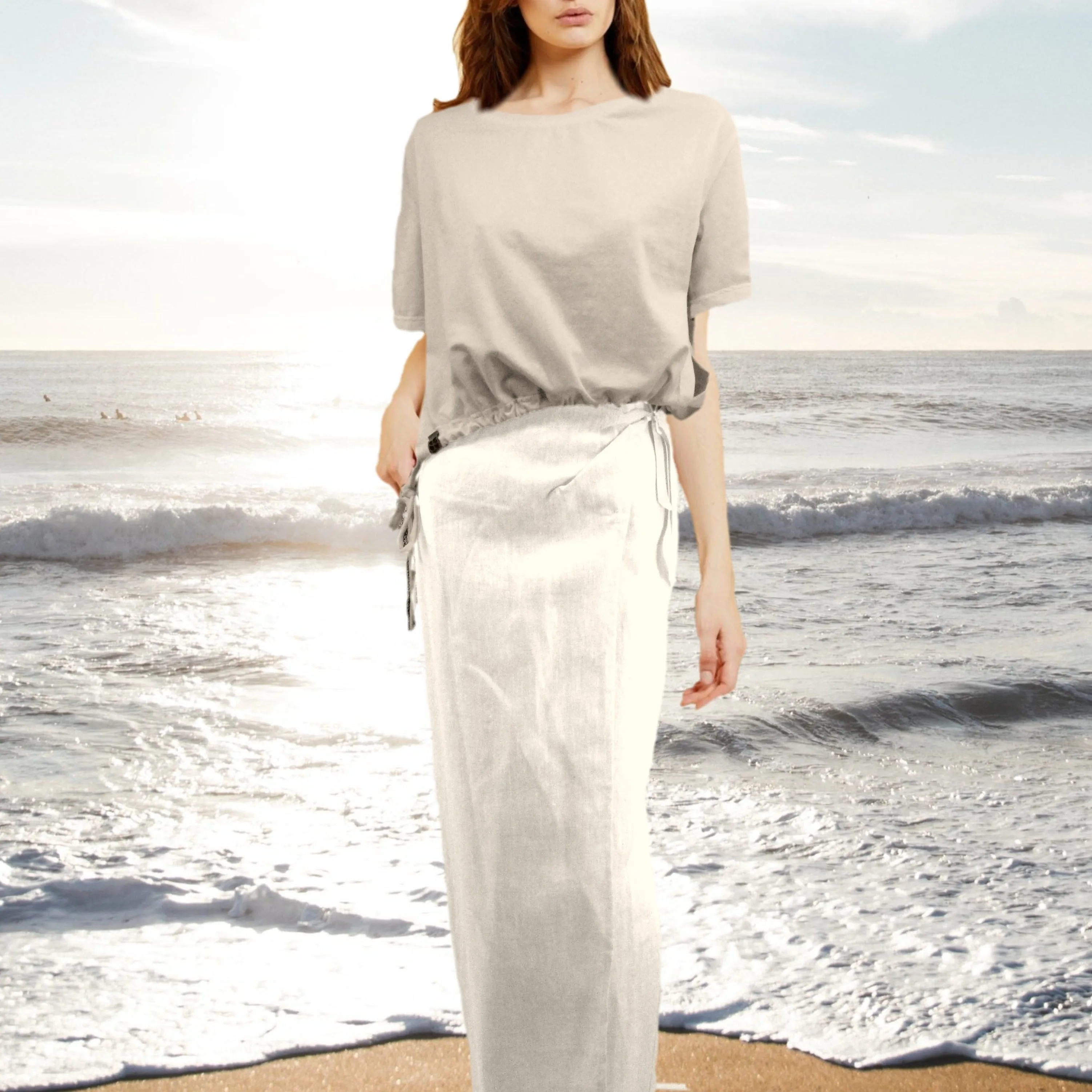 lange wrap rok in linnen /maxi linen wrap skirt