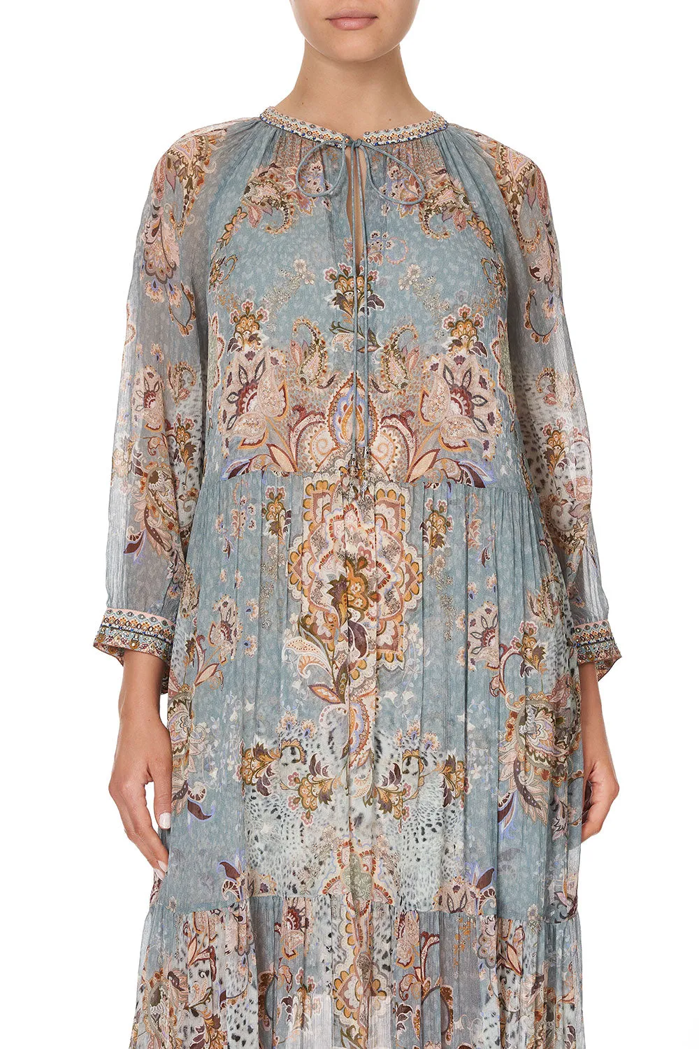 LONG GATHERED PANEL DRESS LE PALAIS DU ZAHIR