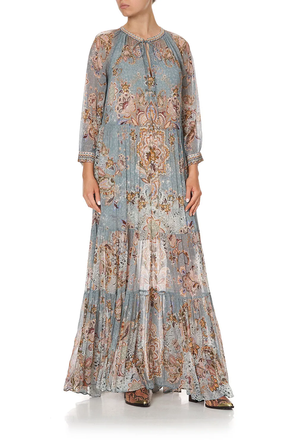 LONG GATHERED PANEL DRESS LE PALAIS DU ZAHIR