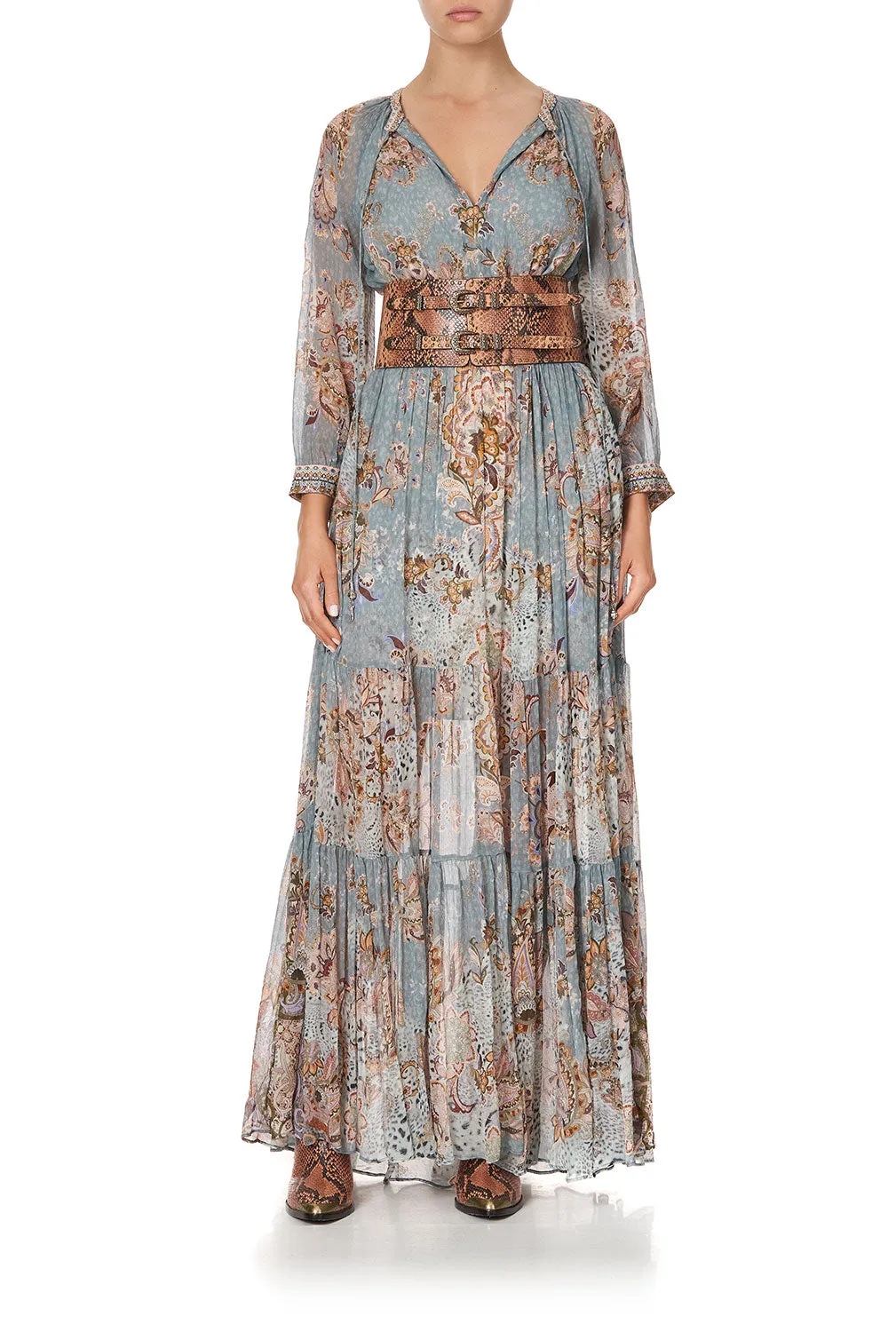 LONG GATHERED PANEL DRESS LE PALAIS DU ZAHIR