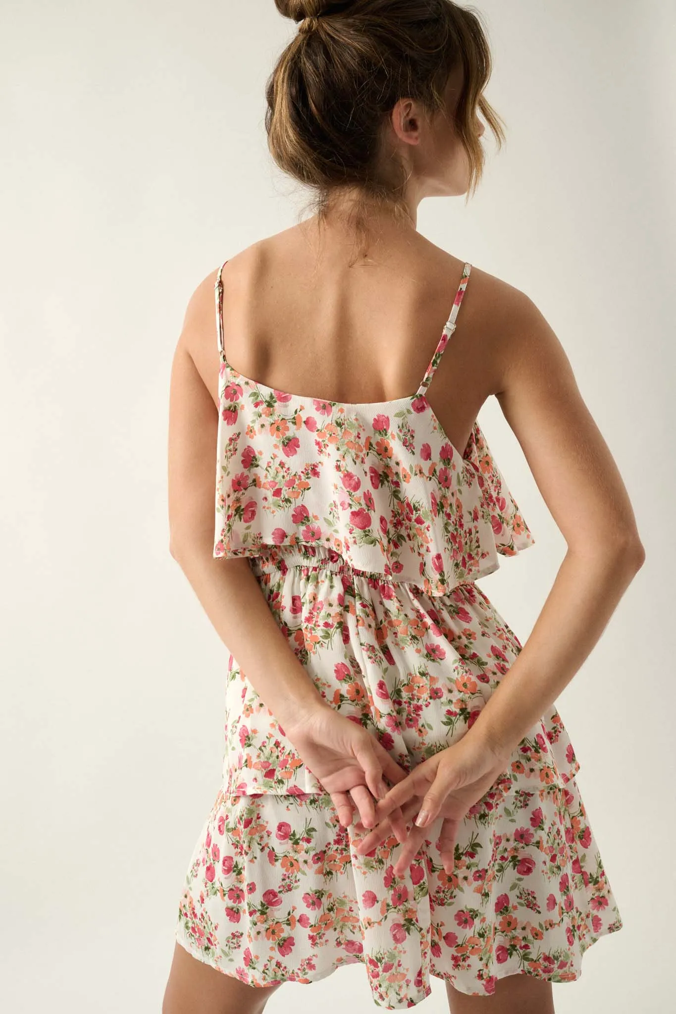 Love Me Lots Floral Tiered Flounce Mini Dress