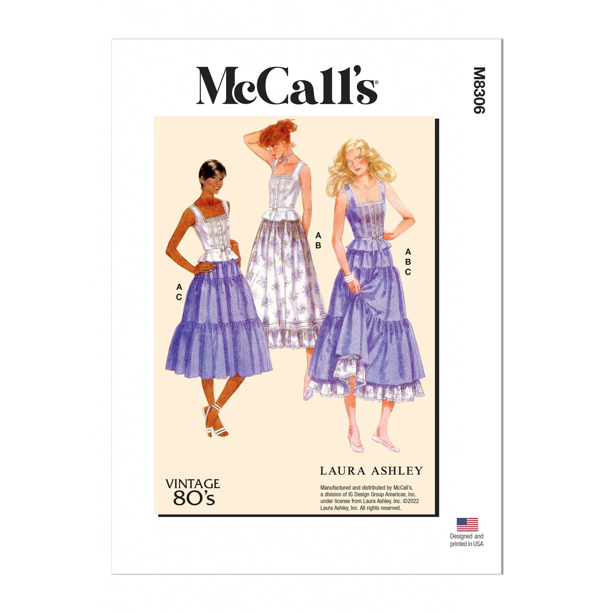 M8306 Misses' Top and Skirts by Laura Ashley