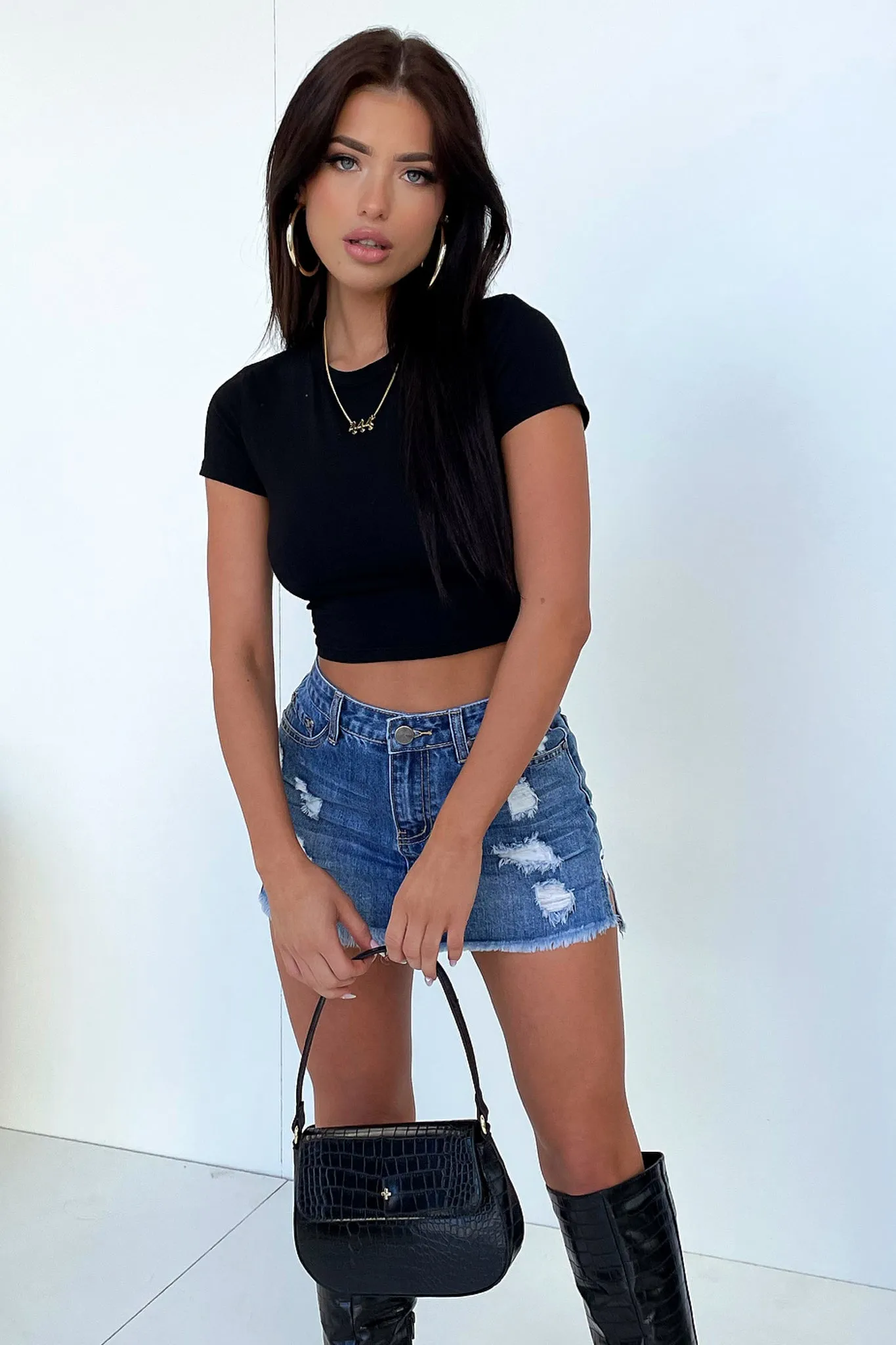 Mabel Mini Skirt - Blue Denim