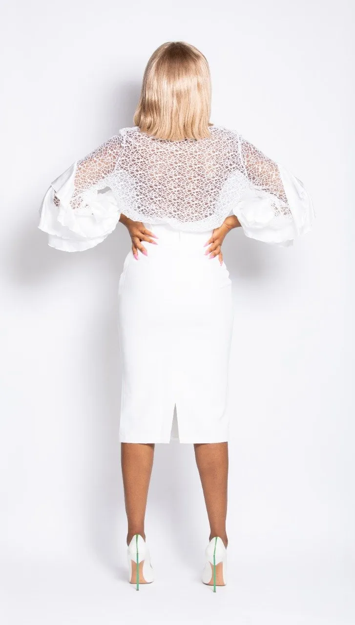 Madam Mystique White Pencil Skirt