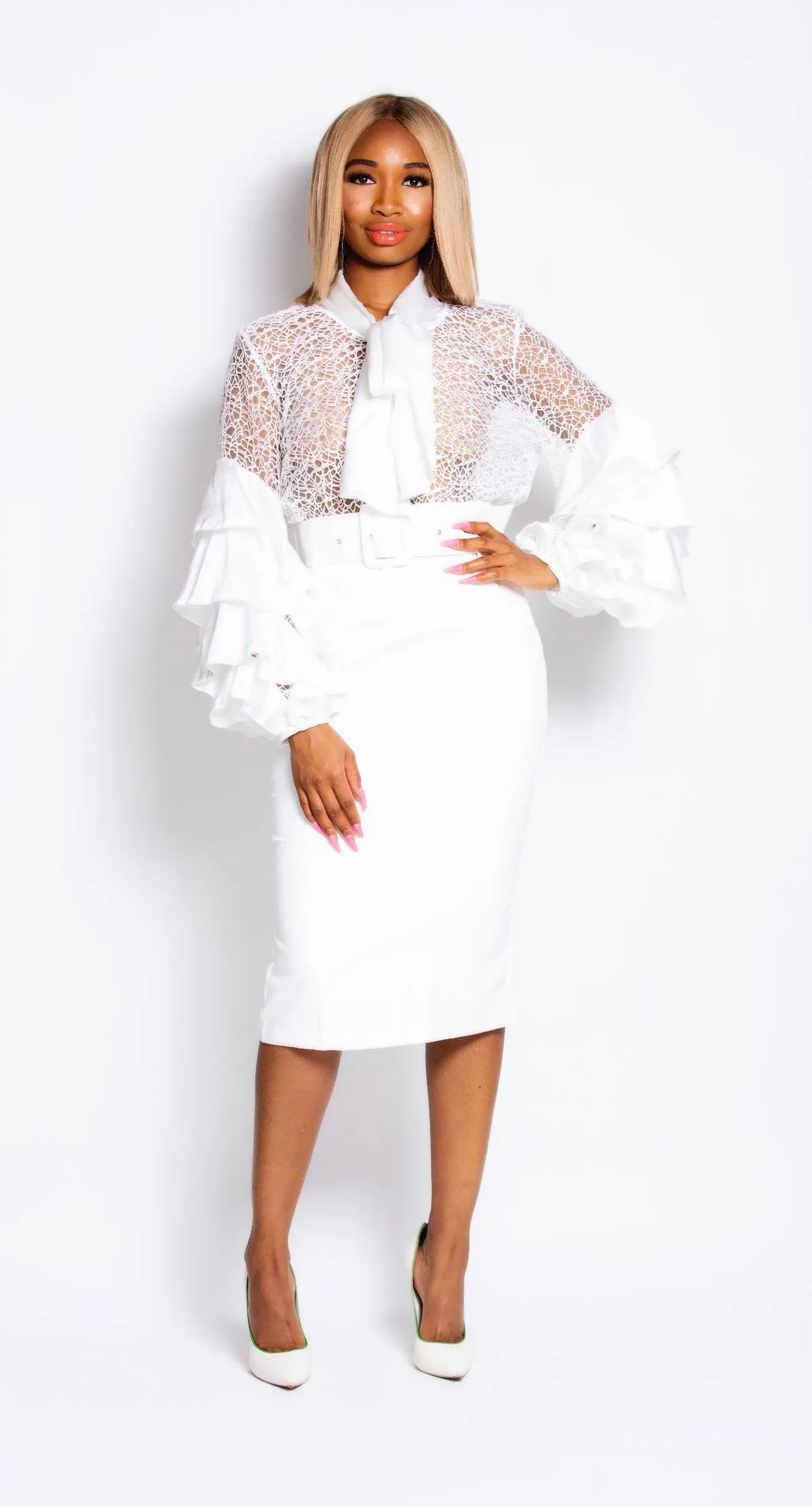 Madam Mystique White Pencil Skirt