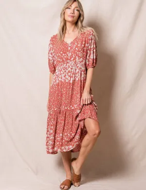 Madison Midi Dress - Coral