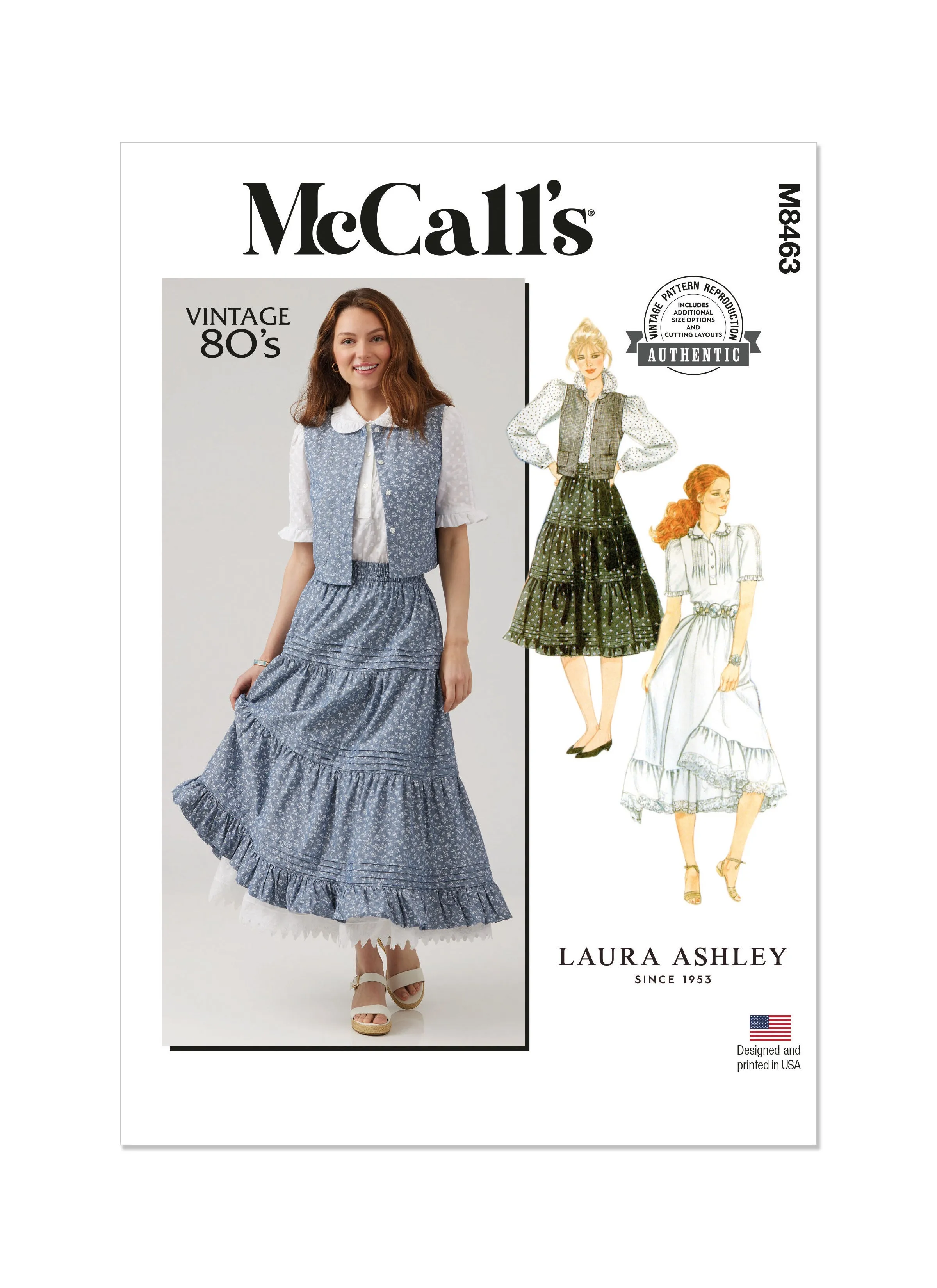 McCall's Sewing Pattern 8463 Blouse, Vest, Skirt and Petticoat by Laura Ashley