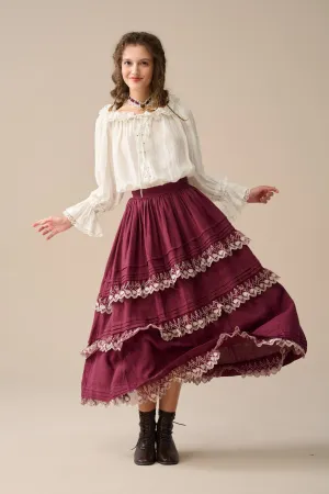 Monica 13| layered linen skirt with lace