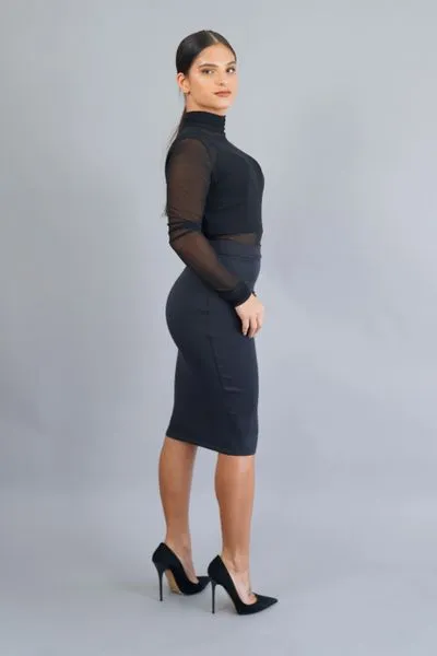 Neoprene pencil skirt