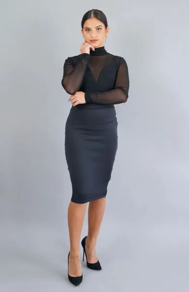 Neoprene pencil skirt