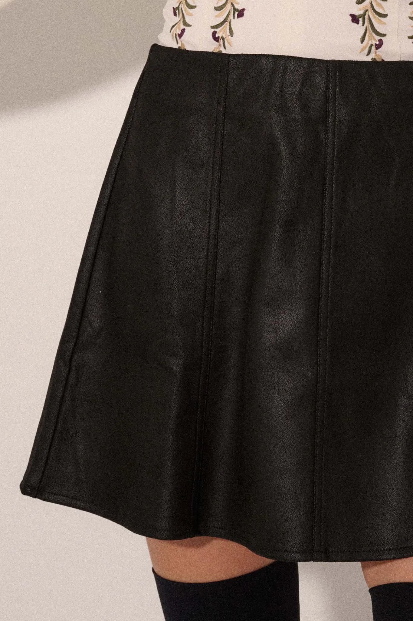 Only Human Vegan Leather A-Line Mini Skirt