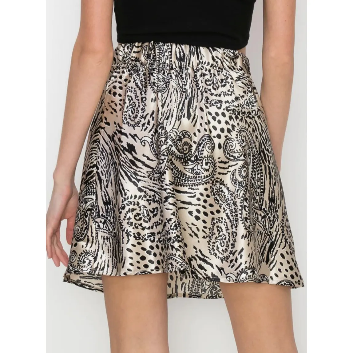 Paisley Animal Print Silk Skater Skirt