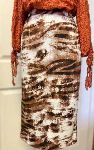 Pencil Skirt-Brown Cream Tiger