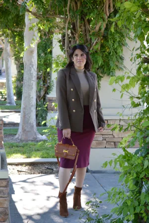 Penelope Burgundy Pencil Skirt