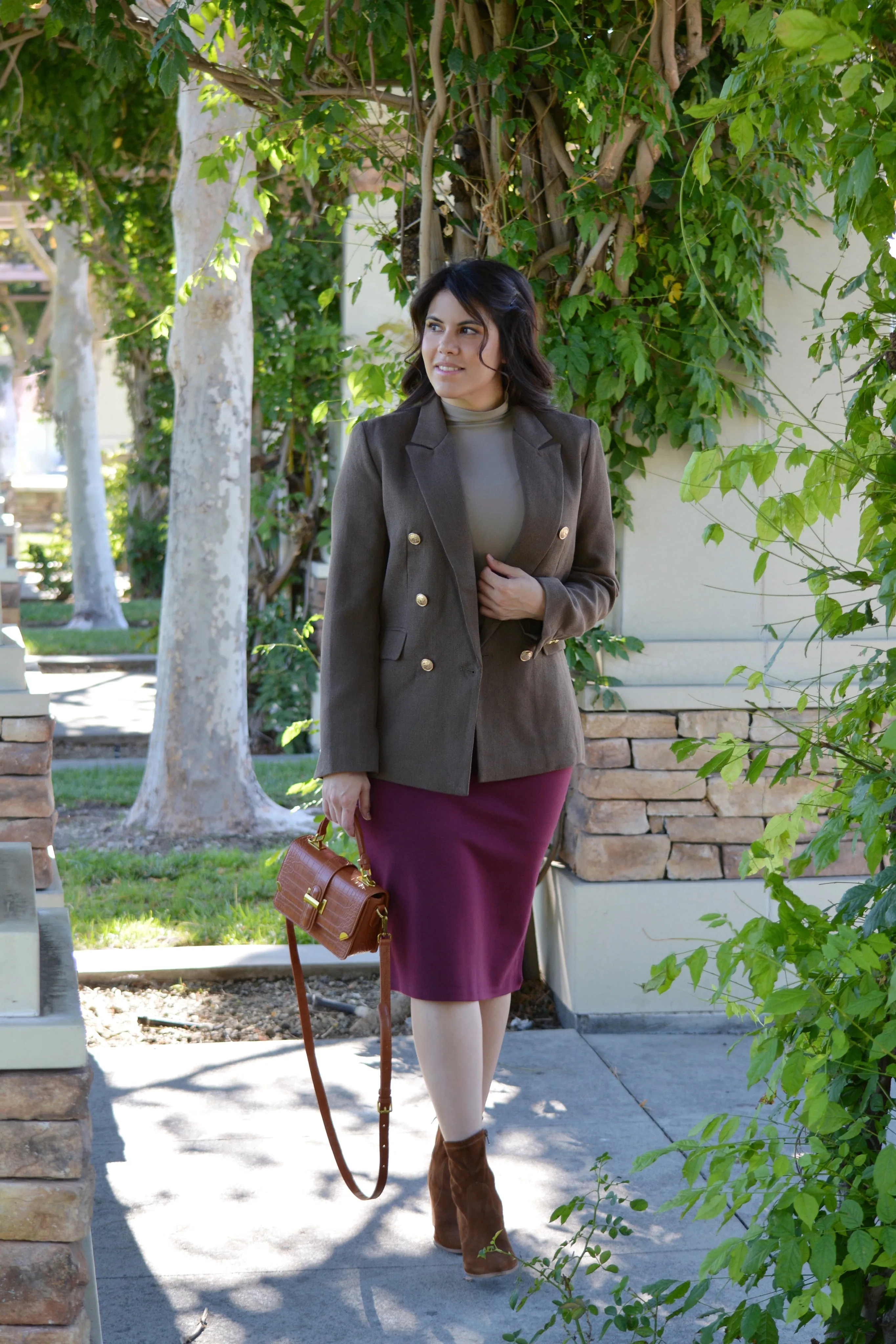 Penelope Burgundy Pencil Skirt