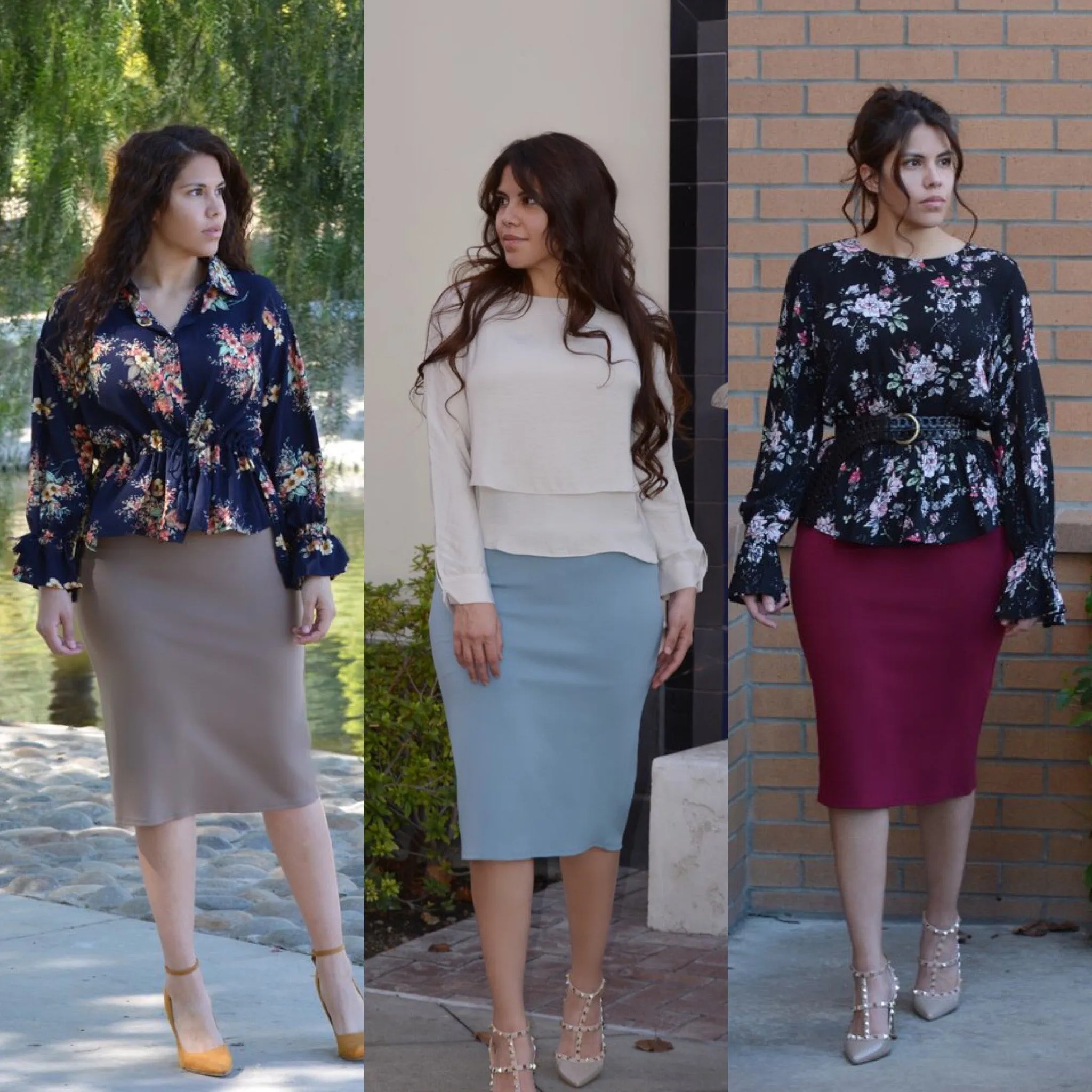 Penelope Burgundy Pencil Skirt