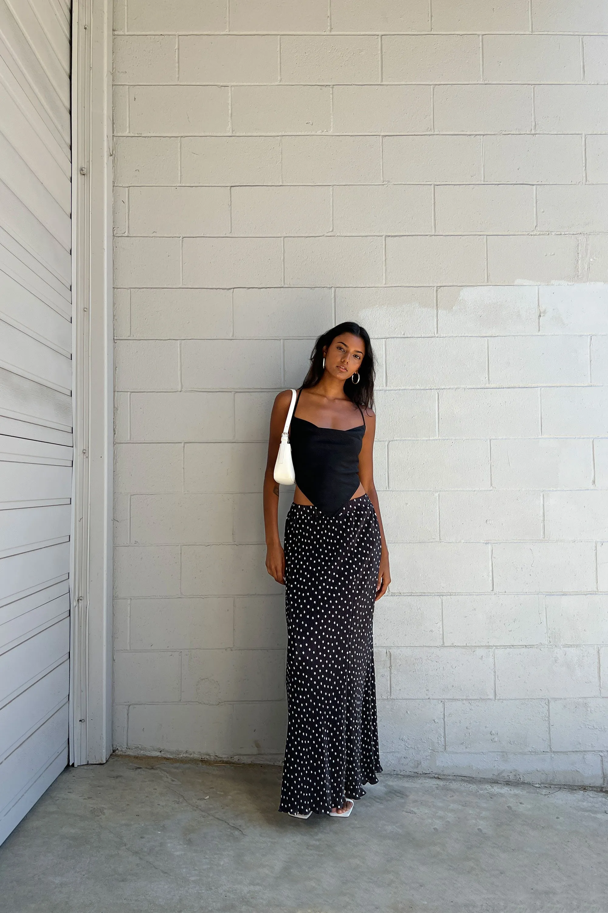 PLEATED PRINTED MAXI SKIRT