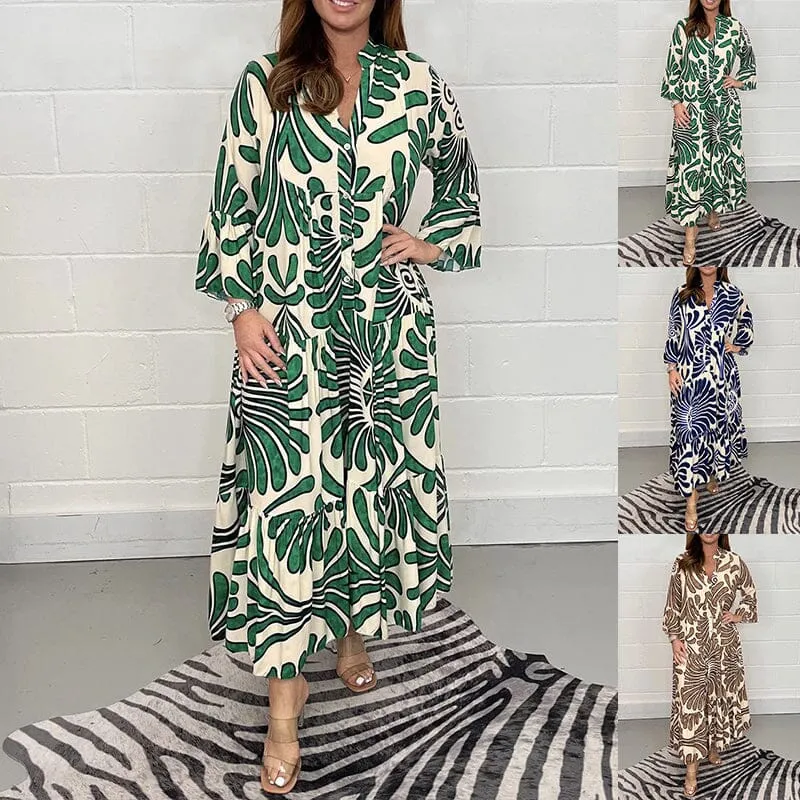 Printed Button Up Maxi Dress