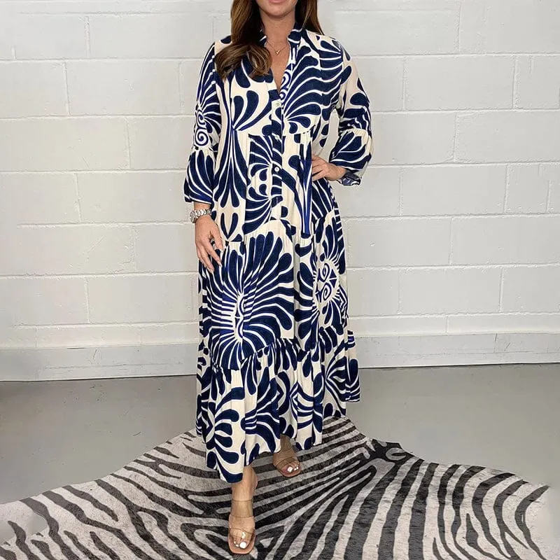 Printed Button Up Maxi Dress