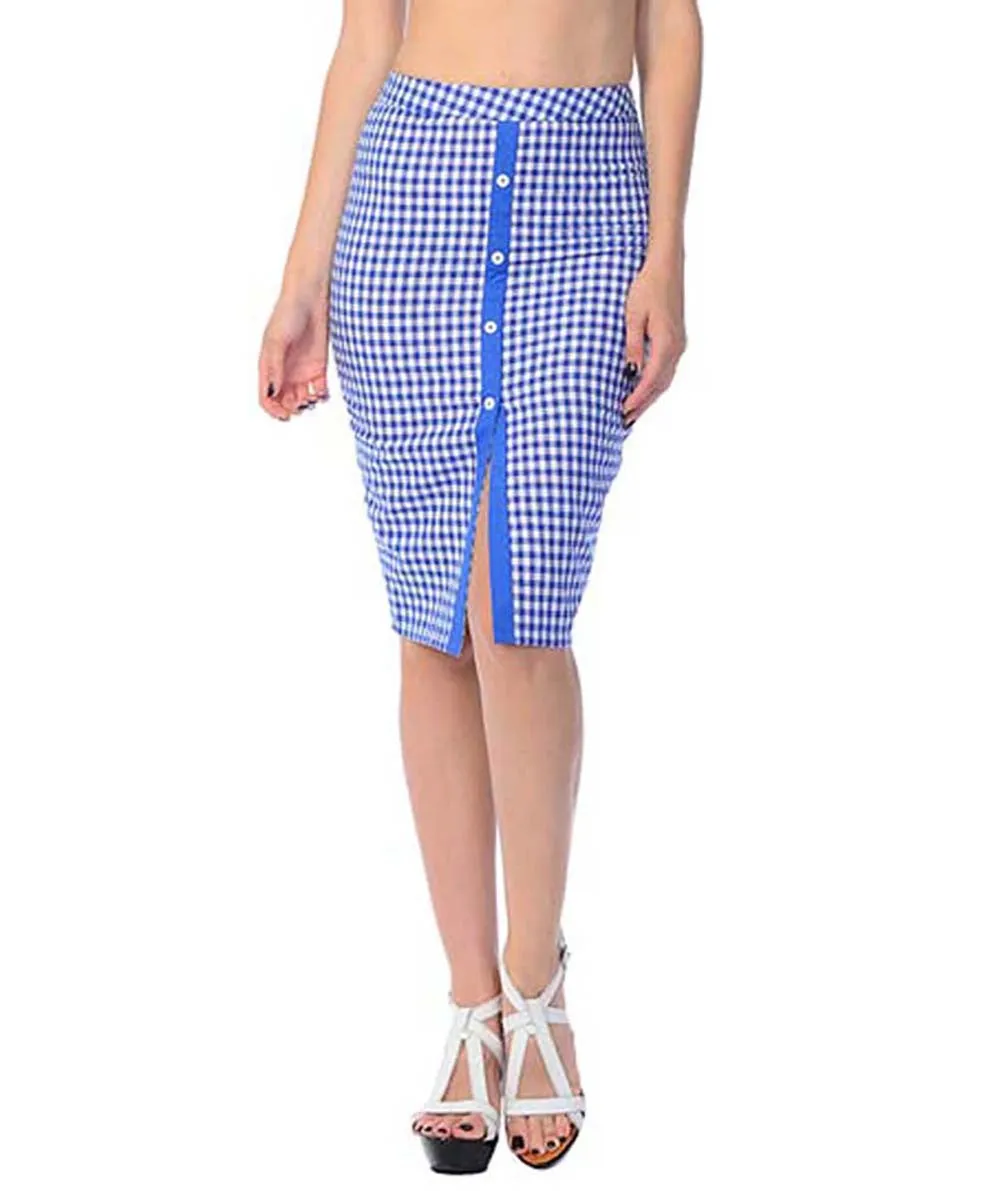 Rockabilly Retro Gingham Checkered High Waist Pin-up Pencil Skirt