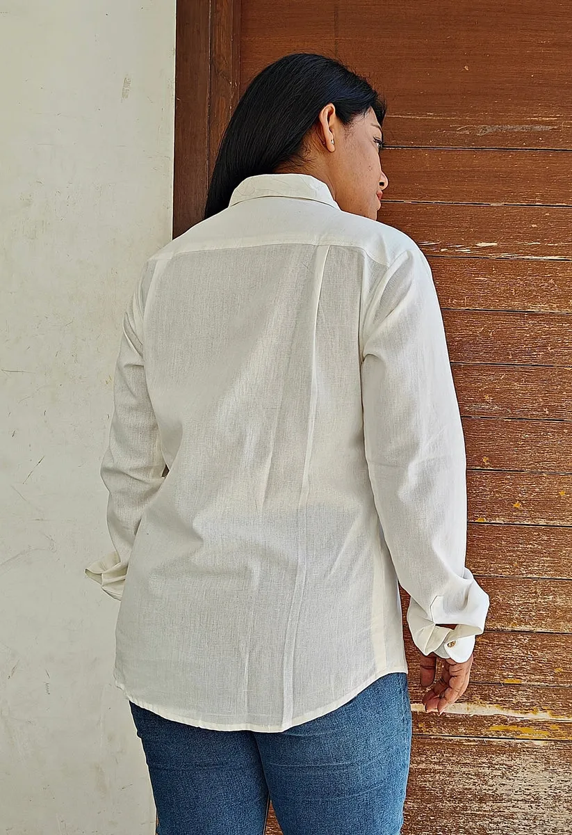 Set of Two White Linen Shirt and Black Handloom Pencil Skirt