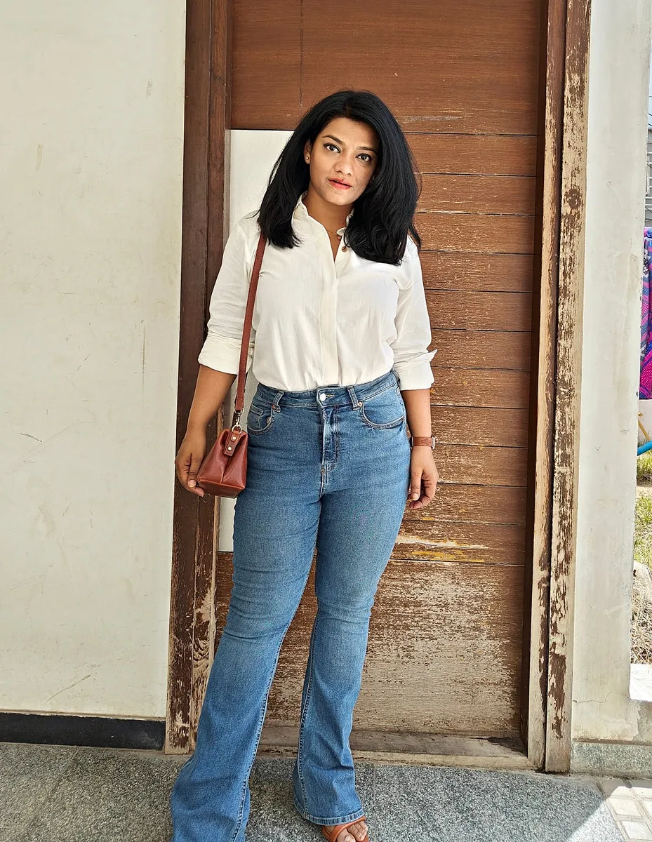 Set of Two White Linen Shirt and Black Handloom Pencil Skirt