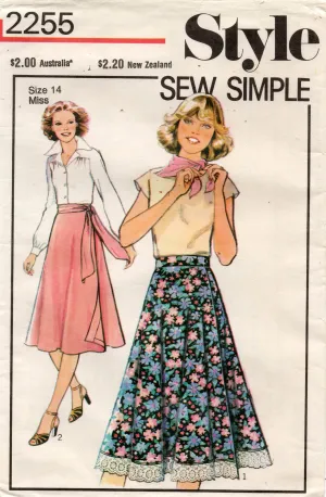 Style 2255 Womens Classic A Line Wrap Skirt 1970s Vintage Sewing Pattern Size 14 or 16