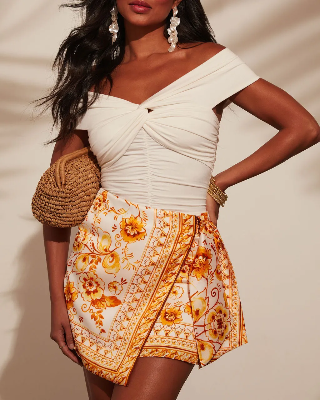 Summer Florals Wrap Mini Skirt