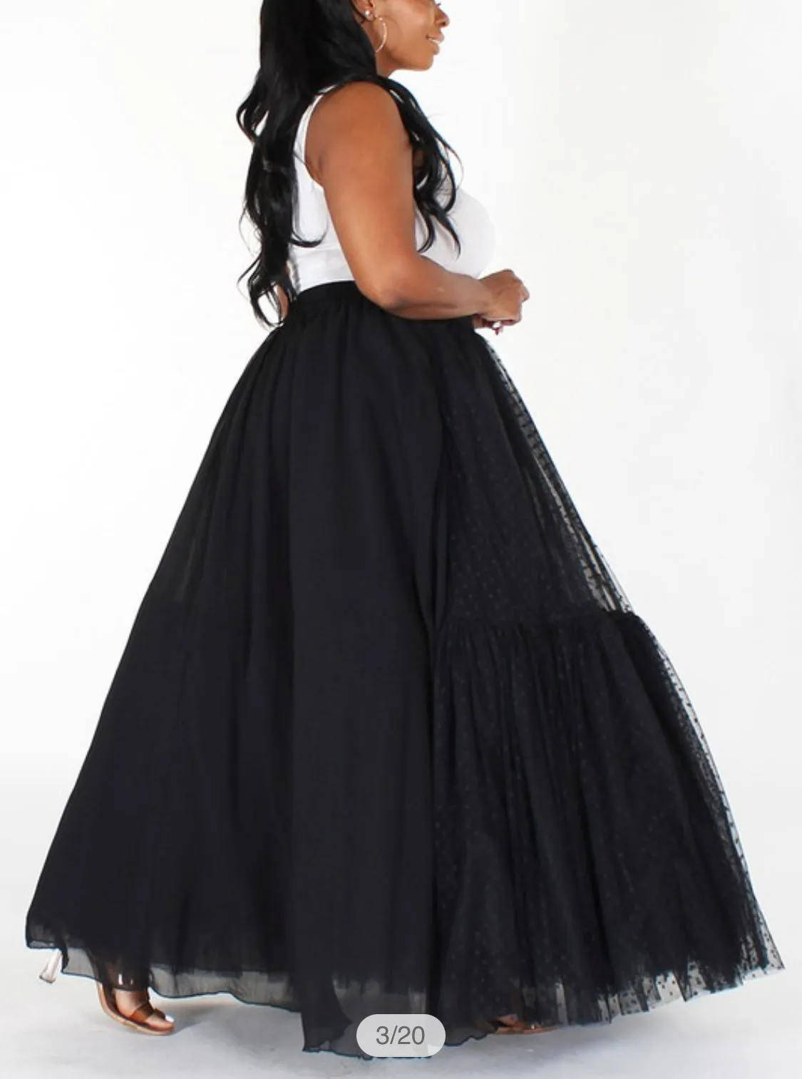 Tulle layered maxi skirt