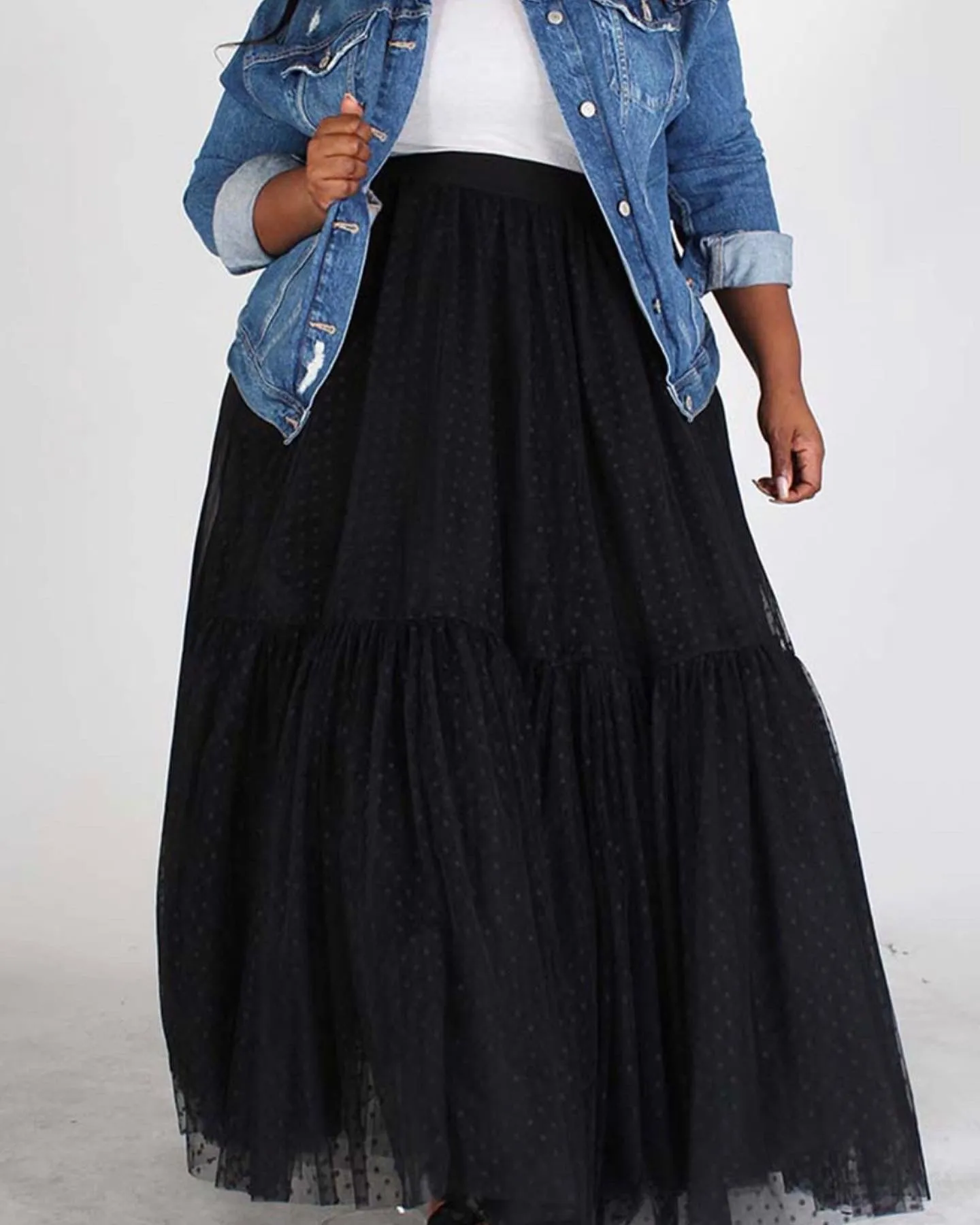 Tulle layered maxi skirt