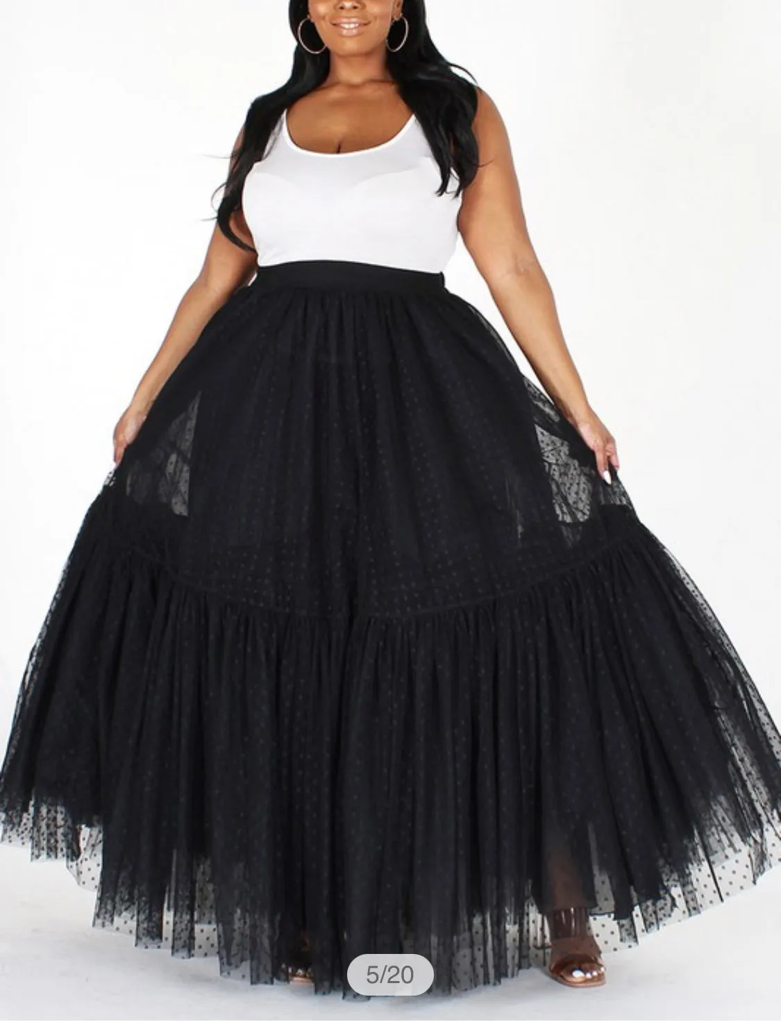 Tulle layered maxi skirt