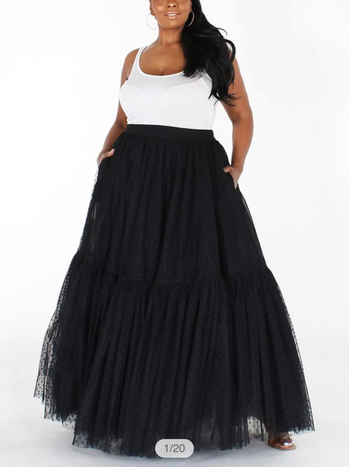 Tulle layered maxi skirt