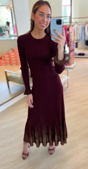 Ul0709 Merlot Vera Midi Skirt