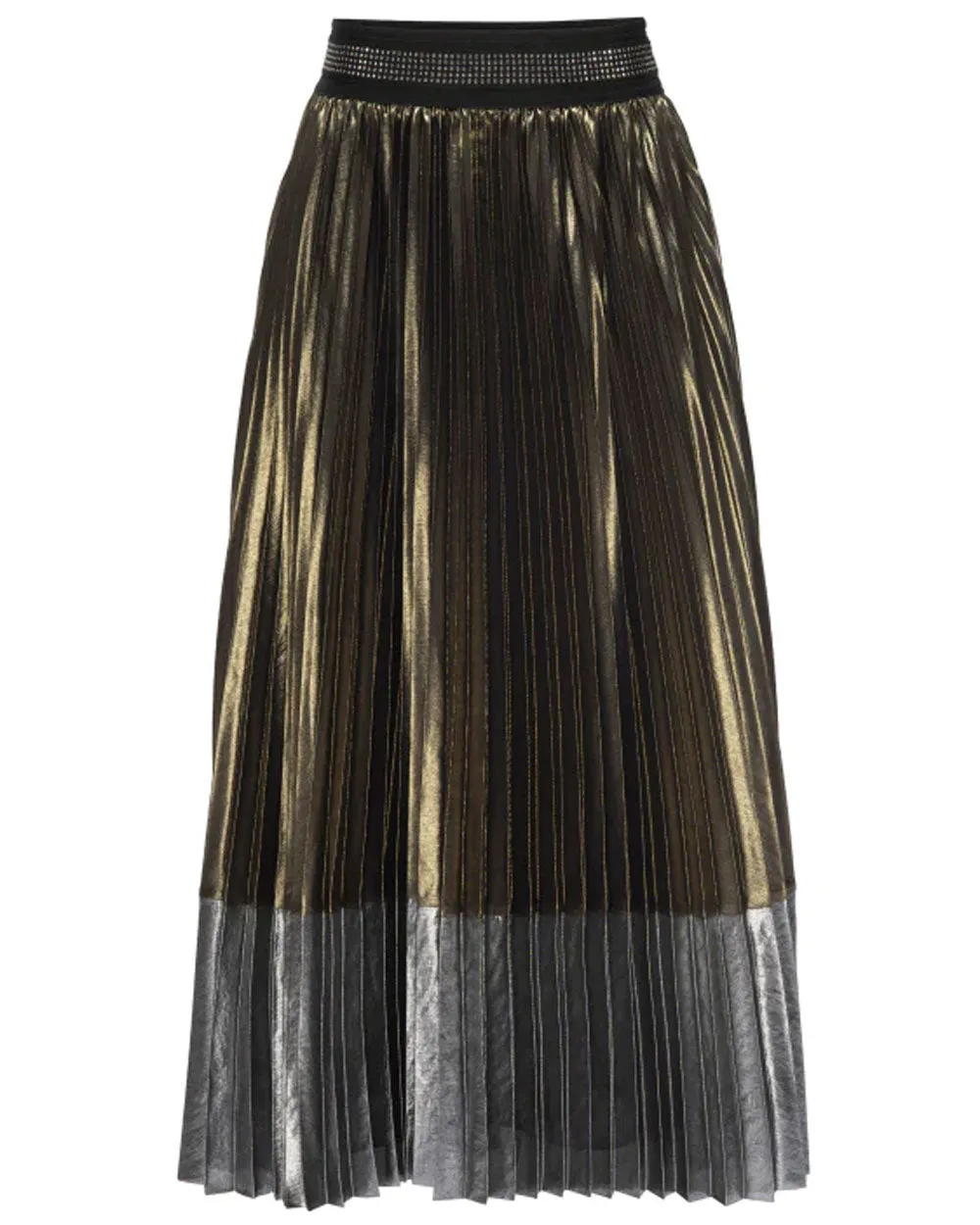 Vintage Gold Two Tone Ritz Pleated Midi Skirt