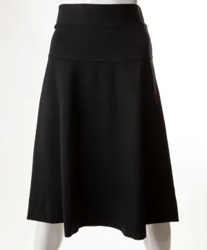 WEAR AND FLAIR PONTE FLAIR SKIRT WITH YOKE 27" & 29" BLACK