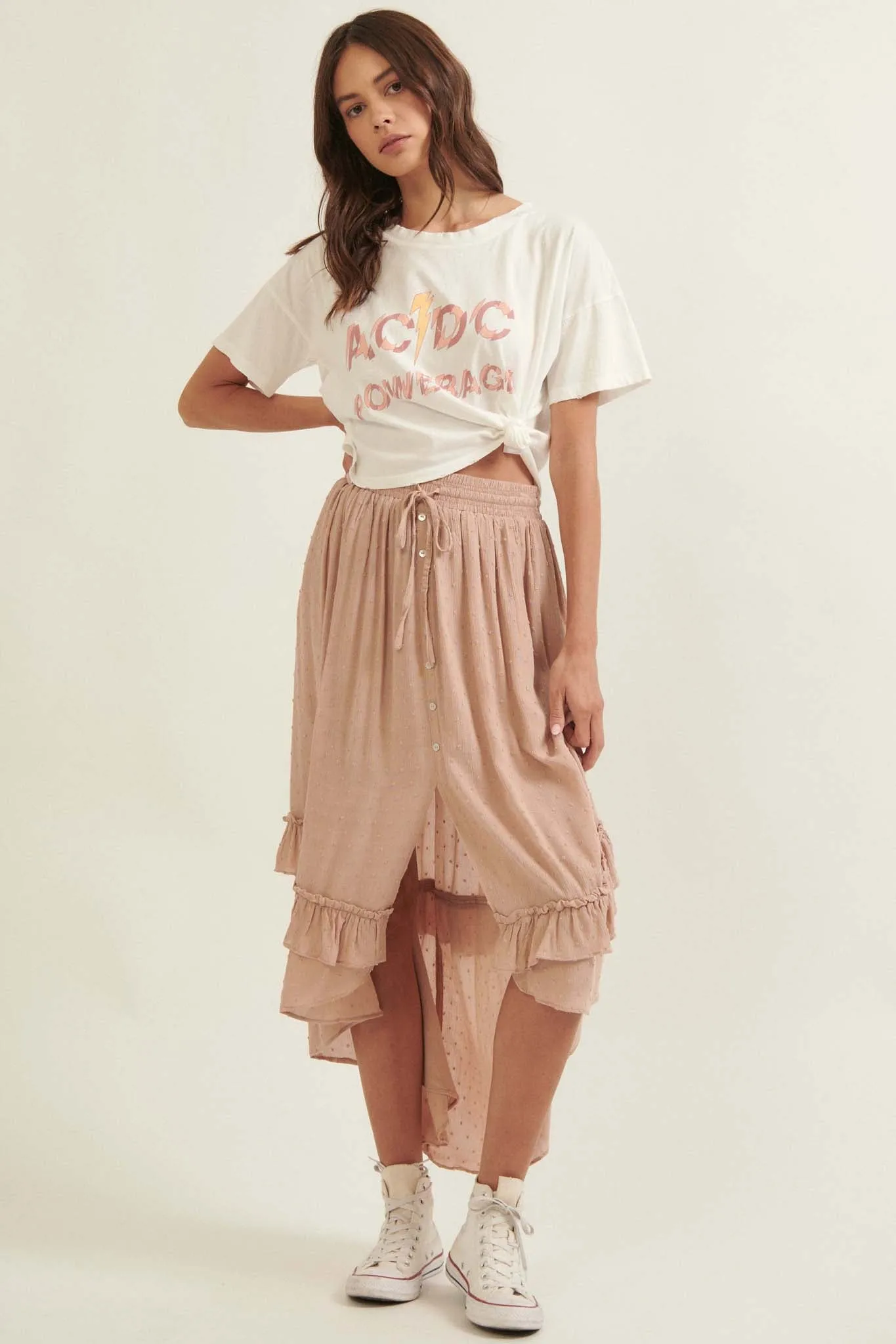 Whispering Wind Ruffled High-Low Prairie Skirt