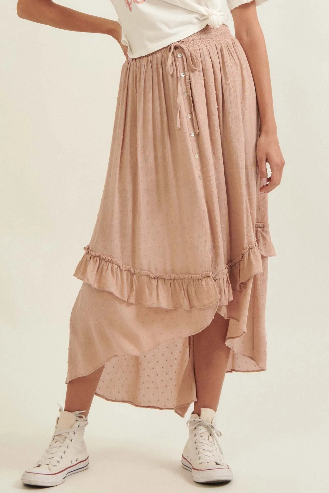 Whispering Wind Ruffled High-Low Prairie Skirt