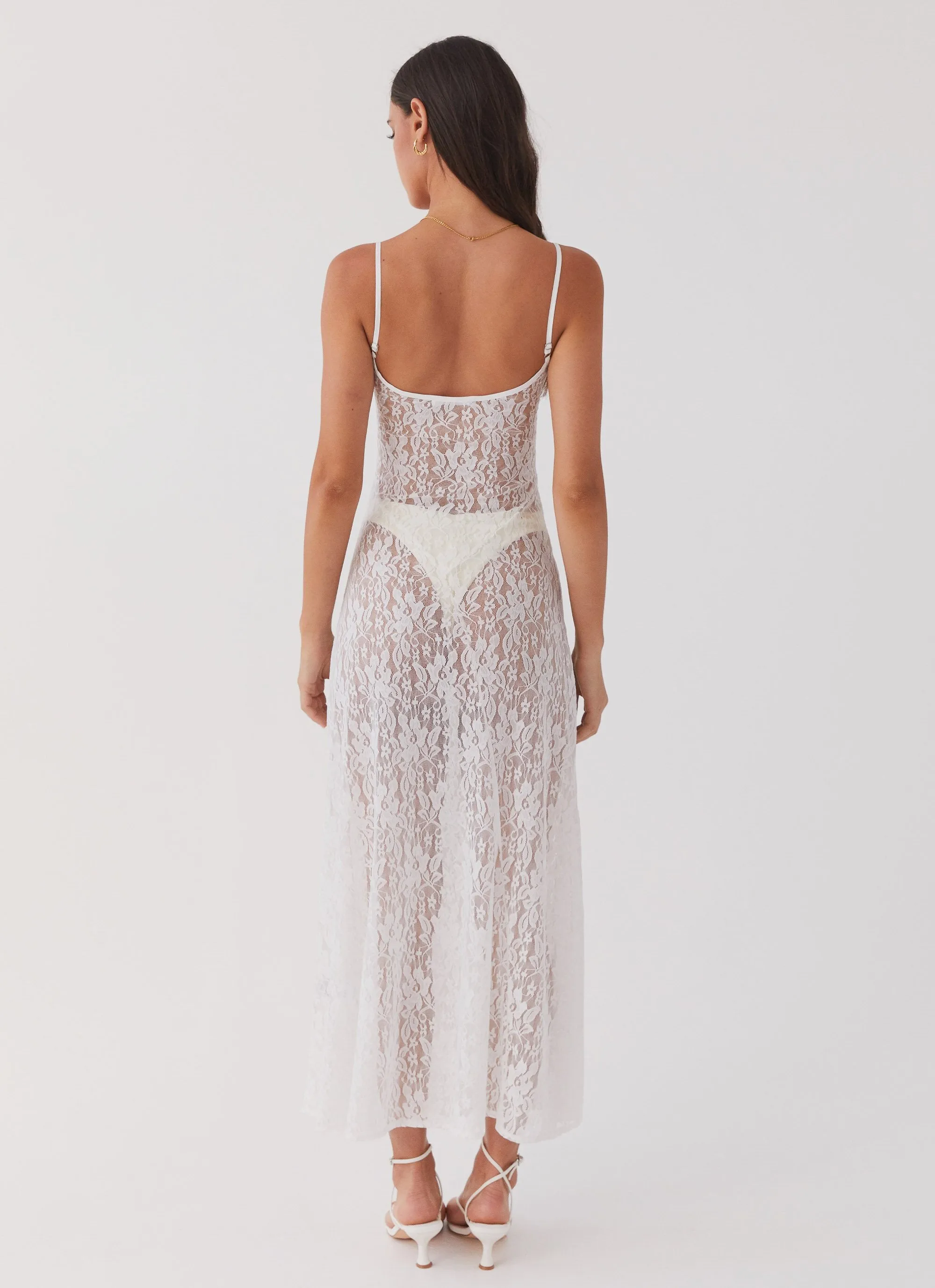 Wild Thoughts Lace Midi Dress - Snow