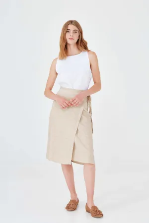 Wrap Style Linen Skirt